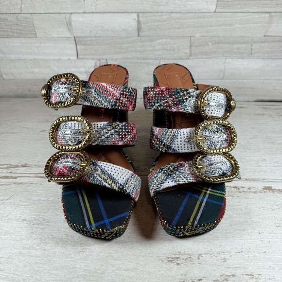Kurt Geiger London MAYFAIR PLATFORM MULE HEEL Size 37 US 7 Plaid Rhinestone NEW - Picture 4 of 13